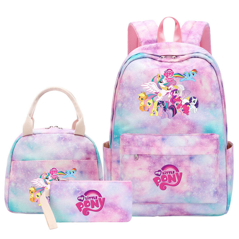 My Little Pony Schoolbag Backpack Lunch Bag Pencil Case 3pcs Set for Students