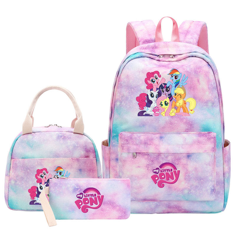 My Little Pony Schoolbag Backpack Lunch Bag Pencil Case 3pcs Set for Students