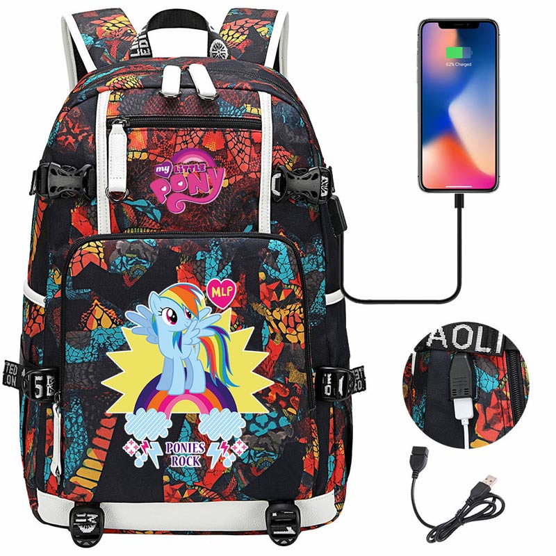 My Little Pony SchoolBag Backpack with USB Charging Port