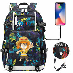 One Piece Travel Backpack One Piece SchoolBag with USB Charging Port