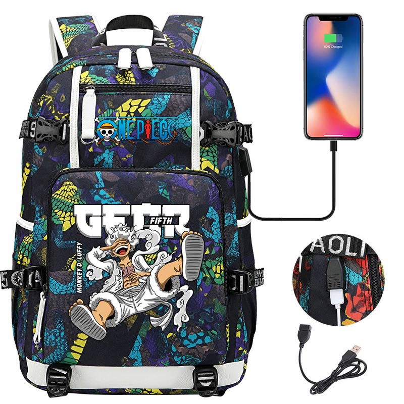 One Piece Travel Backpack One Piece SchoolBag with USB Charging Port