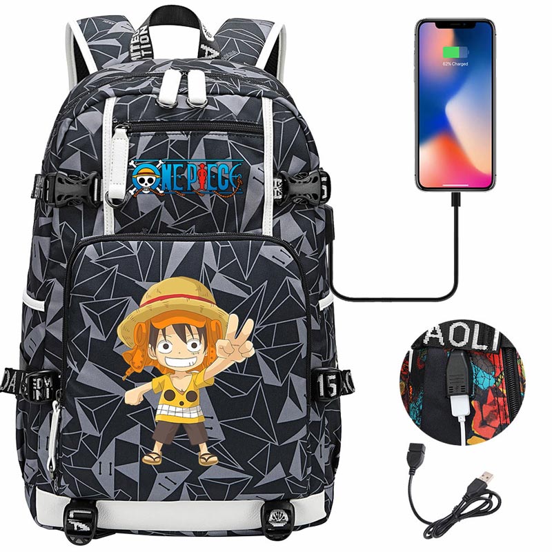 One Piece Travel Backpack One Piece SchoolBag with USB Charging Port