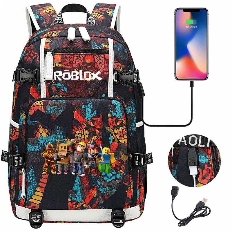 Roblox Backpack Travel Backpack Roblox SchoolBag with USB Charging Port