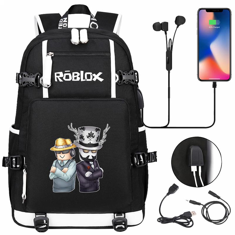 Roblox Backpack Travel Backpack Roblox SchoolBag with USB Charging Port