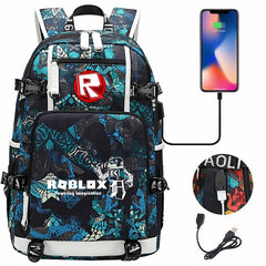 Roblox Backpack Travel Backpack Roblox SchoolBag with USB Charging Port