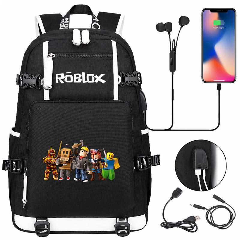 Roblox Backpack Travel Backpack Roblox SchoolBag with USB Charging Port