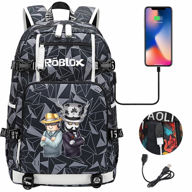 Roblox Backpack Travel Backpack Roblox SchoolBag with USB Charging Port