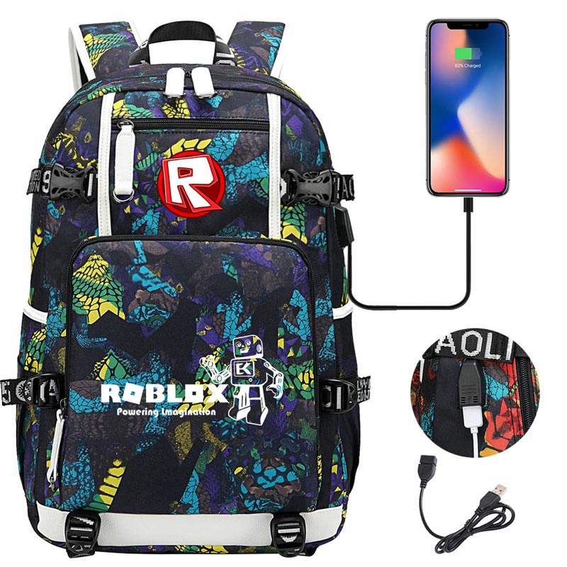 Roblox Backpack Travel Backpack Roblox SchoolBag with USB Charging Port