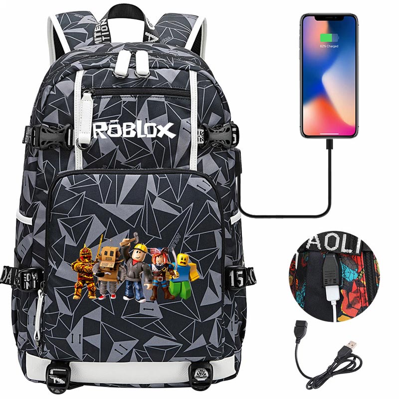 Roblox Backpack Travel Backpack Roblox SchoolBag with USB Charging Port