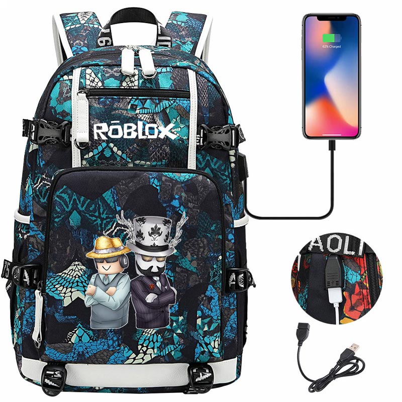 Roblox Backpack Travel Backpack Roblox SchoolBag with USB Charging Port