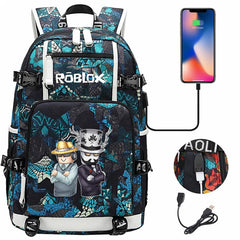 Roblox Backpack Travel Backpack Roblox SchoolBag with USB Charging Port