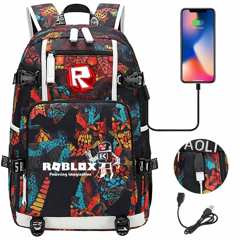 Roblox Backpack Travel Backpack Roblox SchoolBag with USB Charging Port