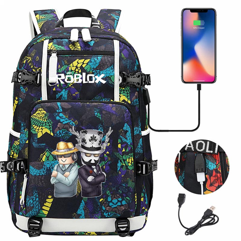 Roblox Backpack Travel Backpack Roblox SchoolBag with USB Charging Port