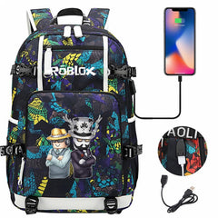 Roblox Backpack Travel Backpack Roblox SchoolBag with USB Charging Port