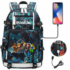 Roblox Backpack Travel Backpack Roblox SchoolBag with USB Charging Port