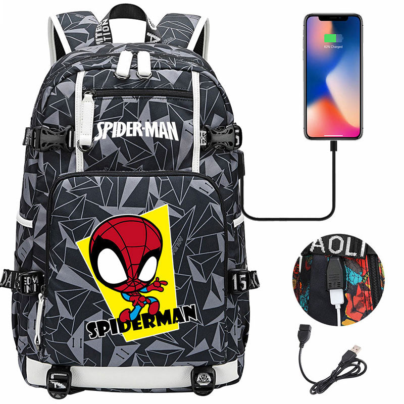 Spiderman Backpack Spider-man School Bag with USB Charging Port