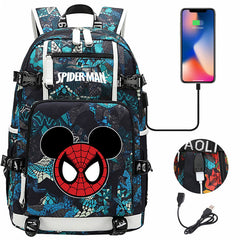 Spiderman Backpack Spider-man School Bag with USB Charging Port