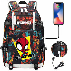 Spiderman Backpack Spider-man School Bag with USB Charging Port