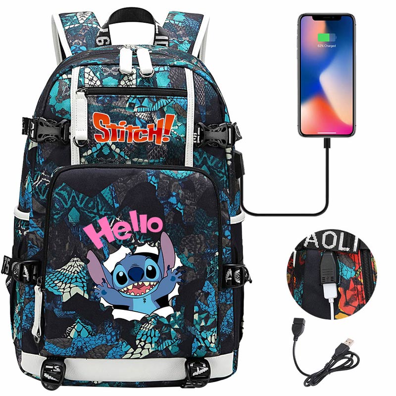 Disney Lilo & Stitch Backpack 17 with Laptop Compartment for School,  Travel, and Work Black