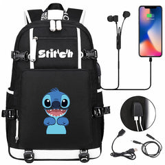 Stitch Backpack Travel Backpack School Bag with USB Charging Port