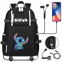 Stitch Backpack Travel Backpack School Bag with USB Charging Port