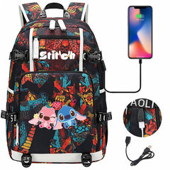 Stitch Backpack Travel Backpack School Bag with USB Charging Port