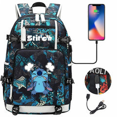 Stitch Backpack Travel Backpack School Bag with USB Charging Port