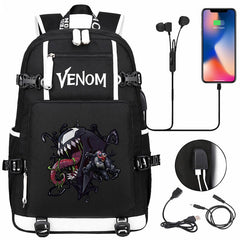 Venom Backpack Spiderman SchoolBag with USB Charging Port