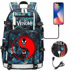 Venom Backpack Spiderman SchoolBag with USB Charging Port