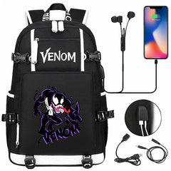 Venom Backpack Spiderman SchoolBag with USB Charging Port