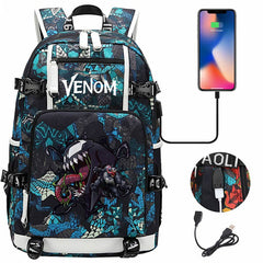 Venom Backpack Spiderman SchoolBag with USB Charging Port