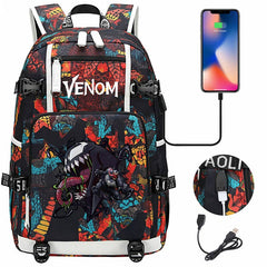 Venom Backpack Spiderman SchoolBag with USB Charging Port