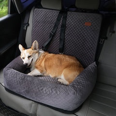 Dog Car Seat for Dogs Up to 55lbs Dog Seat with Belt-Soft Pet Travel Bed for Front & Back Seats-Removable Washable