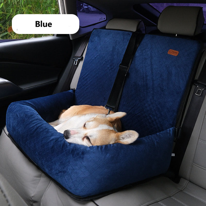 Dog Car Seat for Dogs Up to 55lbs Dog Seat with Belt-Soft Pet Travel Bed for Front & Back Seats-Removable Washable