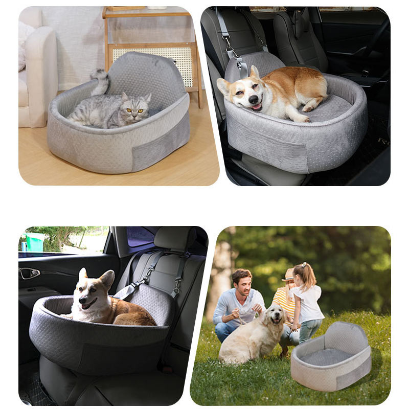 Dog Car Seat for with Belt Soft Pet Travel Bed for Front & Back Seats-Removable Washable