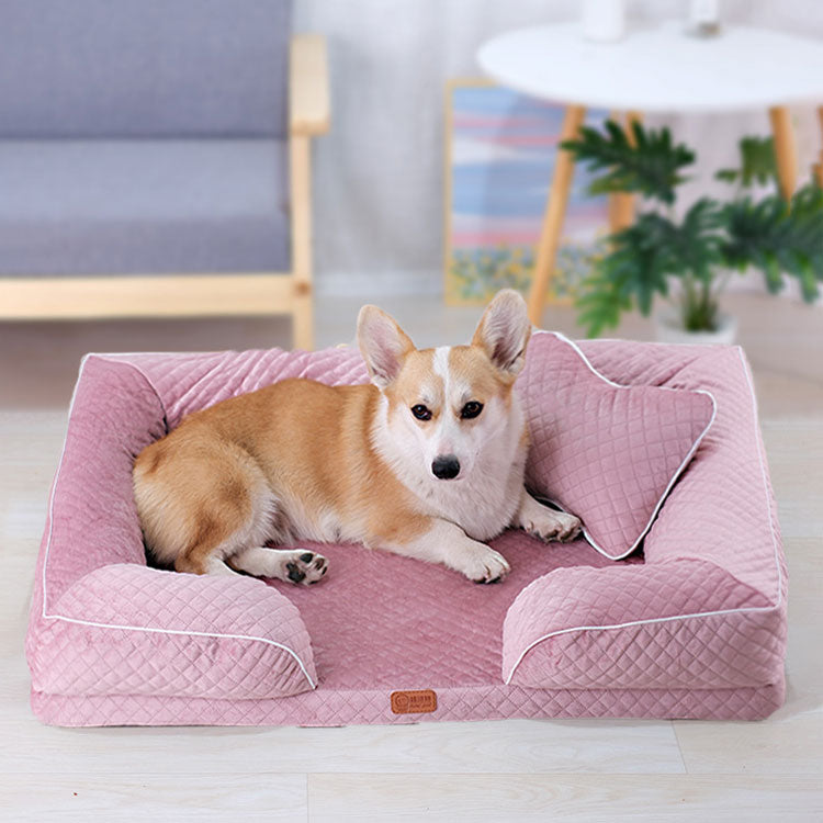 Plush Dutch Velvet Pet Sofa Bed with High-Density Sponge Base & PP Cotton Surrounds for Ultimate Comfort