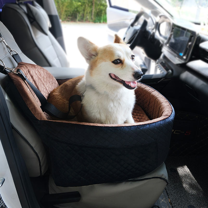 Dog Car Seat for with Belt Soft Pet Travel Bed for Front & Back Seats-Removable Washable