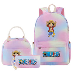 One Piece Schoolbag Backpack Lunch Bag Pencil Case 3pcs Set for Students