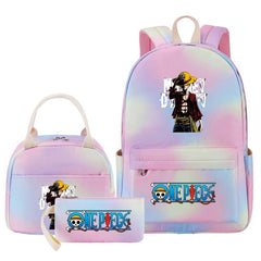 One Piece Schoolbag Backpack Lunch Bag Pencil Case 3pcs Set for Students