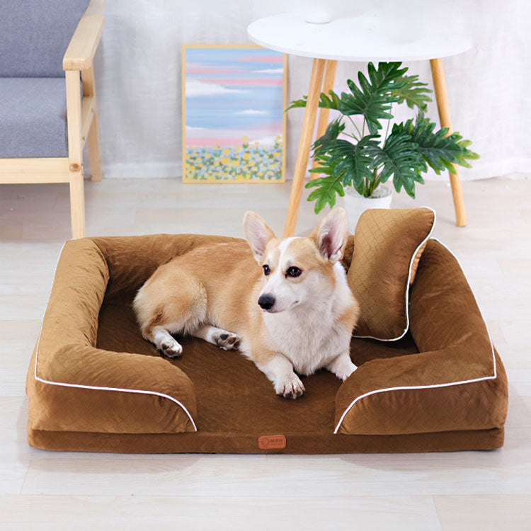 Plush Dutch Velvet Pet Sofa Bed with High-Density Sponge Base & PP Cotton Surrounds for Ultimate Comfort