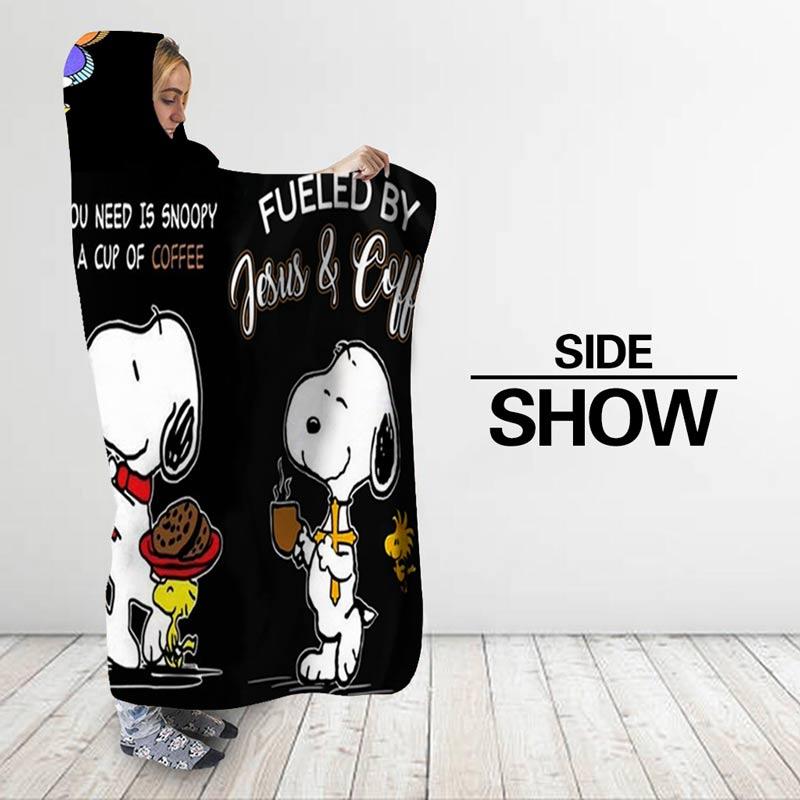 snoopy fleece hooded blanket