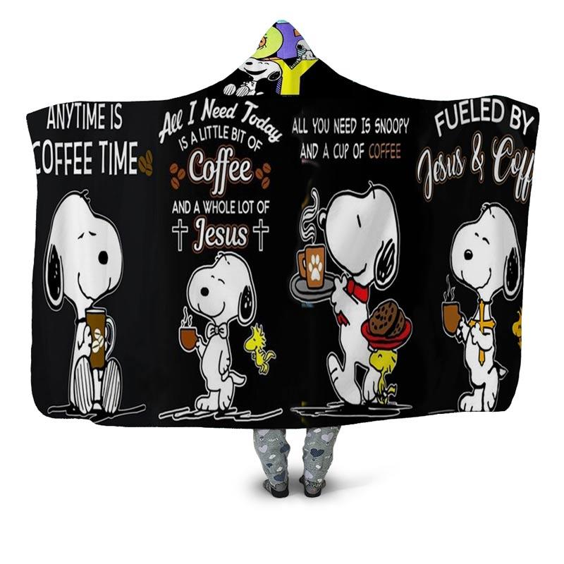 snoopy fleece hooded blanket