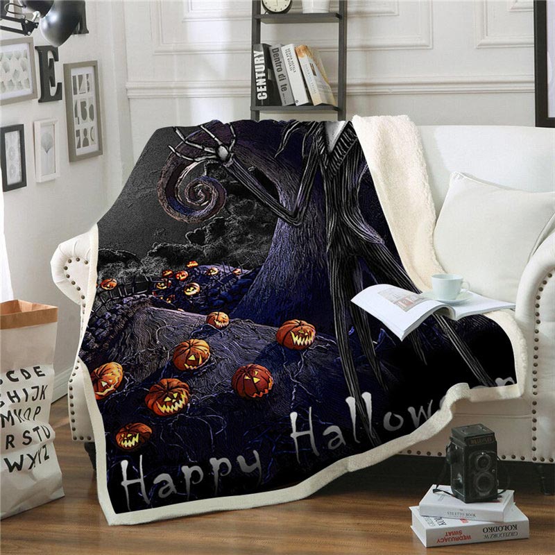 Halloween Anime Throw Blanket Halloween Fleece Blanket for Adult and Kids