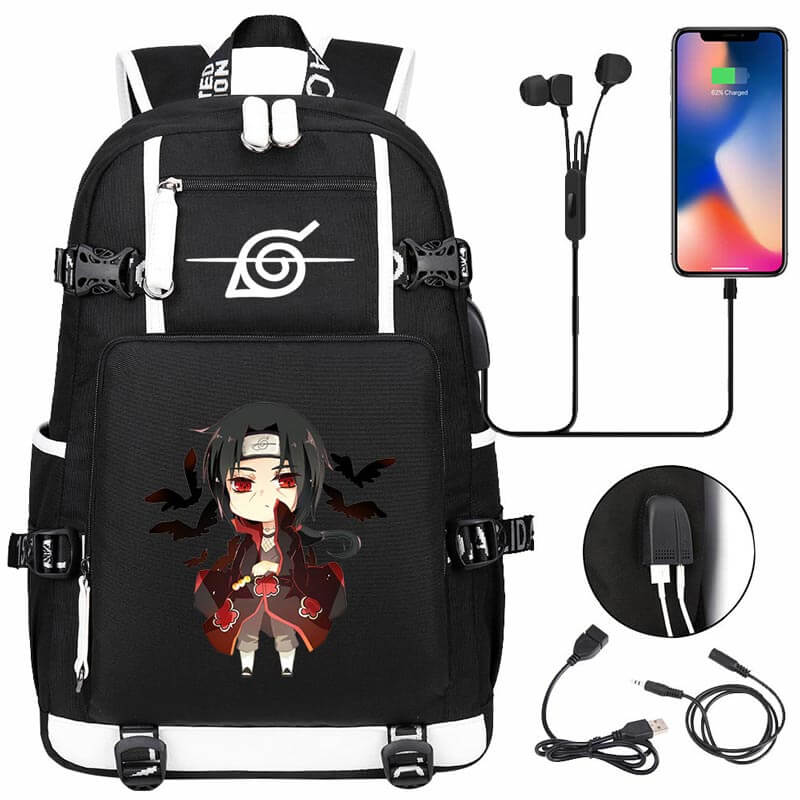 Naruto Backpack Travel Backpack Naruto School Bag with USB Charging Port