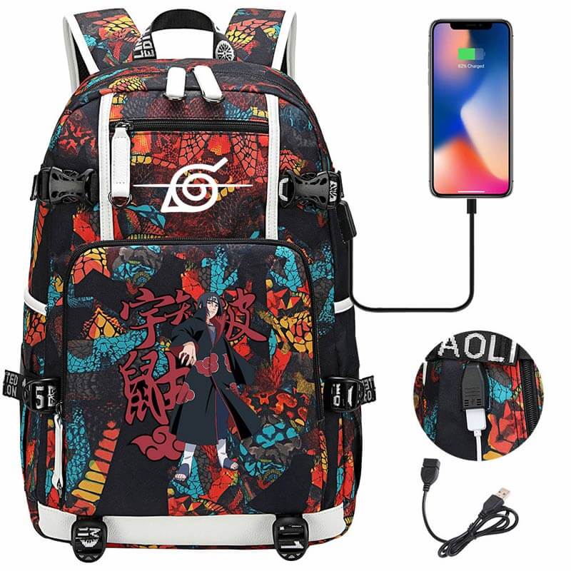 Naruto Backpack Travel Backpack Naruto School Bag with USB Charging Port