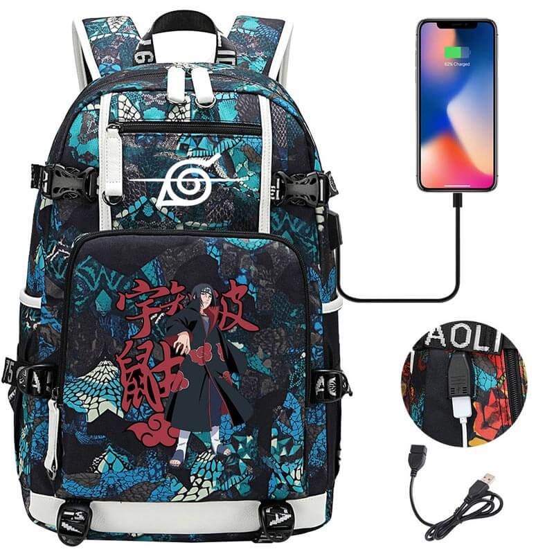 Naruto Backpack Travel Backpack Naruto School Bag with USB Charging Port