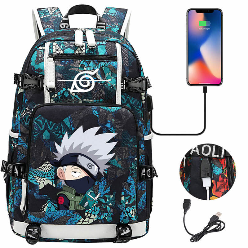 Naruto Backpack Travel Backpack Naruto School Bag with USB Charging Port