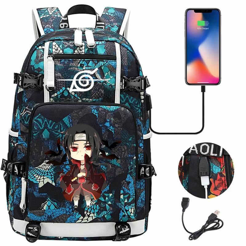 Naruto Backpack Travel Backpack Naruto School Bag with USB Charging Port