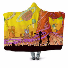 Rick and Morty Hooded Blanket |  Rick and Morty Fleece Cartoon Hooded Blanket  for Adults Kids