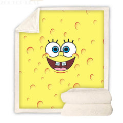 SpongeBob Throw Blanket Cartoon SpongeBob Fleece Blanket for Adults & Kids